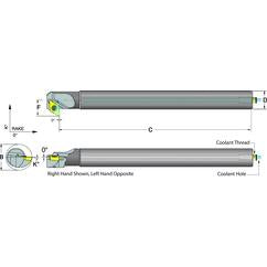 .375 Shank Coolant Thru Boring Bar- -5° (Back Boring) Lead Angle for DC_T 21.51 Style Inserts - Industrial Tool & Supply