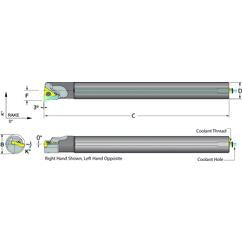 .625 Shank Coolant Thru Boring Bar- -3° Lead Angle for TPMT 21.51 Style Inserts - Industrial Tool & Supply