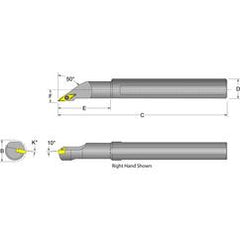 S12S-SVMCR-3 Right Hand 3/4 Shank Indexable Boring Bar - Industrial Tool & Supply