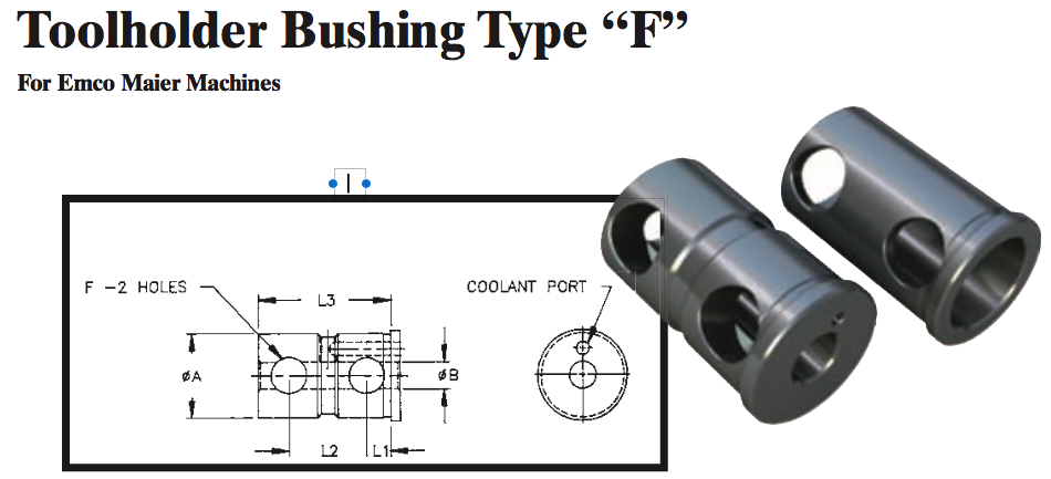 Toolholder Bushing Type ÒFÓ (For Emco Maier Machines) - Part #: CNC86 E86-80F 1/2" - Industrial Tool & Supply