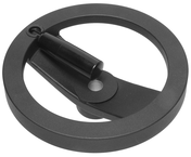 70934, 6 Inch 2 Spoke with Folding Handle Aluminum Powder Coated Hand Wheel with 5/8" Bore - Industrial Tool & Supply