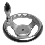 70984, 12" inch spoked cast iron hand wheel with 3/4" bore with chrome steel revolving handle - Industrial Tool & Supply