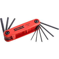 Proto 9 Piece Folding Hex Key Set with Comfort Grip: .050-3/16″ - Industrial Tool & Supply