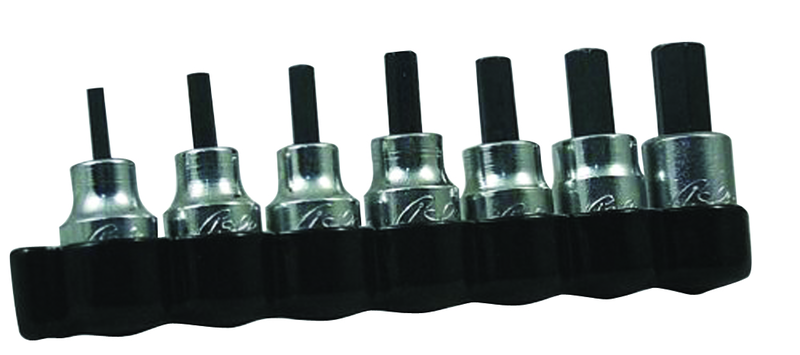 7 Piece - 1/8; 5/32; 3/16; 7/32; 1/4; 5/16 & 3/8" - 3/8" Square Drive - Hex Bit Set - Industrial Tool & Supply