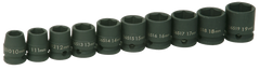 9 Piece - #9369062 - 10 to 19mm - 3/8" Drive - 6 Point - Metric Impact Socket Set - Industrial Tool & Supply