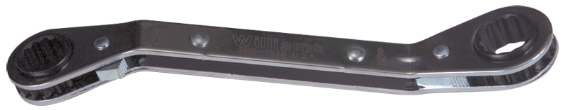5/8 x 11/16'' - 8'' OAL - Chrome Plated 25° Offset Ratcheting Box Wrench - Industrial Tool & Supply