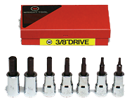 7 Piece - 1/8; 5/32; 3/16; 7/32; 1/4; 5/16; 3/8" - 3/8" Drive - Hex Bit Set - Industrial Tool & Supply