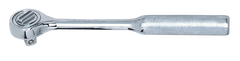 7" OAL - 3/8'' Drive - Round Head - Reversible Ratchet - Knurled Handle - Industrial Tool & Supply