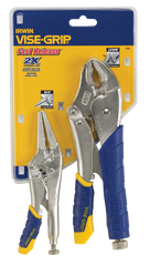 Fast Release Curved Jaw Locking Pliers Set -- 2 Pieces -- Includes: 10" Curved Jaw & 6" Long Nose - Industrial Tool & Supply