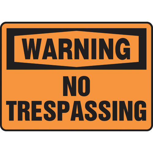 Sign, Warning No Trespassing, 10″ × 14″, Aluminum - Industrial Tool & Supply