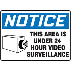 Sign, Notice This Area Is Under 24 Hour Video Surveillance, 10″ × 14″, Vinyl - Industrial Tool & Supply