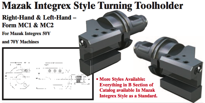 Mazak Integrex Style Turning Toolholder (Form MC1 Right-Hand) - Part #: CNC86 M31.5025R (Top) - Industrial Tool & Supply