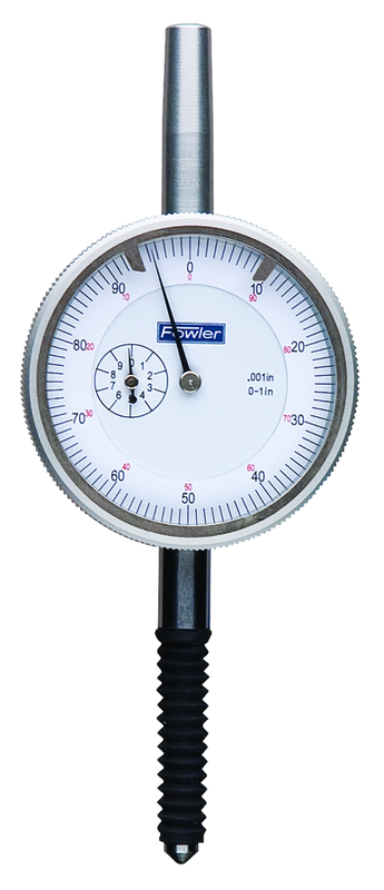 1.0 Total Range - .001" Graduation - 0-100 Dial Reading - IP54 Shockproof AGD 2 Dial Indicator - White Face - Industrial Tool & Supply