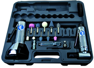 #2060 - Pneumatic Cut-Off Tool & Right Angle Grinder Kit - Includes: 1) each: Angle Die Grinder with collets; 3" Cut-Off Tool; Air Fitting (3) Cut-Off Wheels; (10) Mounted Points; (3) Spanner Wrenches; and Case - Industrial Tool & Supply