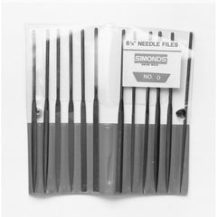 6-1/4 Needle File Set, 12 Piece, Plastic Handle, 0 Cut - Exact Industrial Supply