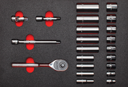 Proto® Foamed  3/8" Drive 22 Piece Socket Set w/ Classic Pear Head Ratchet - Full Polish - 12 Point - Industrial Tool & Supply