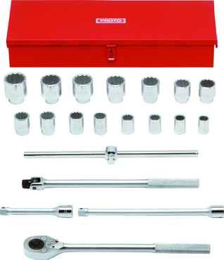 Proto® 3/4" Drive 20 Piece Socket Set - 12 Point - Industrial Tool & Supply