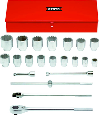 Proto® 1" Drive 22 Piece Socket Set - 12 Point - Industrial Tool & Supply