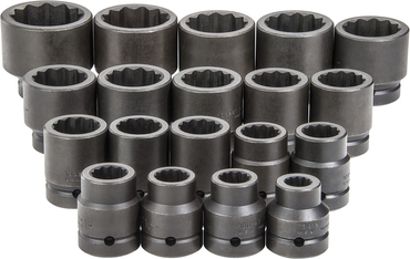 Proto® 1" Drive 19 Piece Impact Socket Set - 12 Point - Industrial Tool & Supply