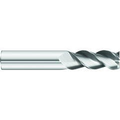 1/2 x 1/2 x 1-1/4 x 3 OAL Square 3 Flute Carbide End Mill for Aluminum - Round Shank- Uncoated - Industrial Tool & Supply