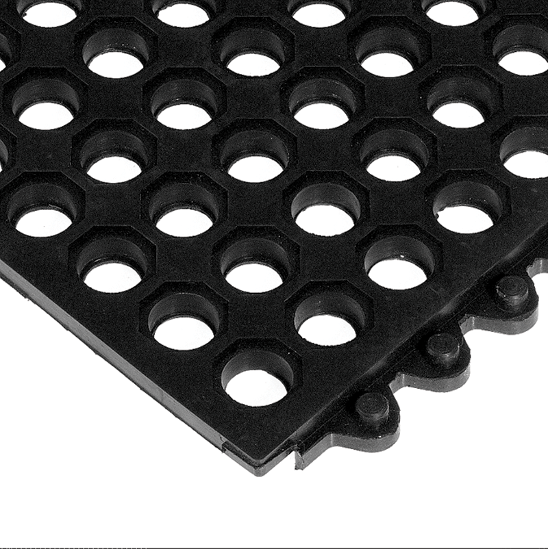 24 / Seven Floor Mat - 3' x 3' x 5/8" Thick (Black Drainage All Purpose) - Industrial Tool & Supply