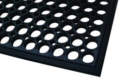 3' x 5' x 1/2" Thick Drainage Mat - Black - Grit Coated - Industrial Tool & Supply