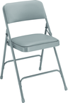 Upholstered Folding Chair - Double Hinges, Double Contoured Back, 2 U-Shaped Riveted Cross Braces, Non-marring Glides; V-Tip Stability Caps; Upholstered 19-mil Vinyl Wrapped Over 1¼" Foam - Industrial Tool & Supply