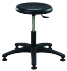 Round Polyurethane Stool - Standard Glides, 14" Soft Black Poly Seat, Pneumatic Hgt Adj, Black ABS Five Star Base, Desk Hgt 16.5"-21.5" - Industrial Tool & Supply