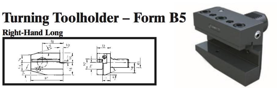 VDI Turning Toolholder - Form B5 (Right-Hand Long) - Part #: CNC86 25.5025 - Industrial Tool & Supply