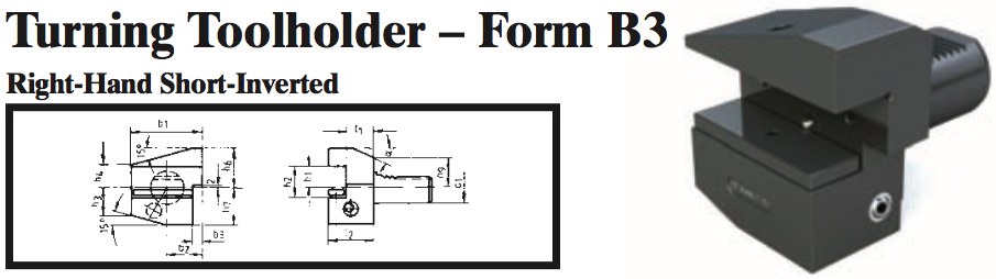 VDI Turning Toolholder - Form B3 (Right-Hand Short-Inverted) - Part #: CNC86 23.2016 - Industrial Tool & Supply