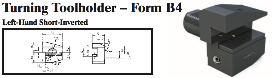 VDI Turning Toolholder - Form B4 (Left-Hand Short-Inverted) - Part #: CNC86 24.5032 - Industrial Tool & Supply