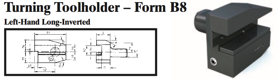VDI Turning Toolholder - Form B8 (Left-Hand Long-Inverted) - Part #: CNC86 28.1612.1 - Industrial Tool & Supply
