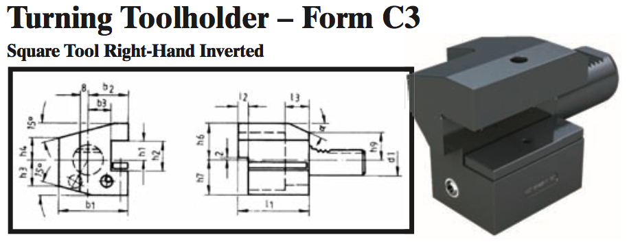 VDI Turning Toolholder - Form C3 (Square Tool Right-Hand Inverted) - Part #: CNC86 33.8040 - Industrial Tool & Supply