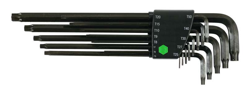 13 Piece - T5; T6; T7; T8; T9; T10; T15; T20; T25; T27; T30; T40; T50 - Torx Long Arm L-Key Set - Industrial Tool & Supply