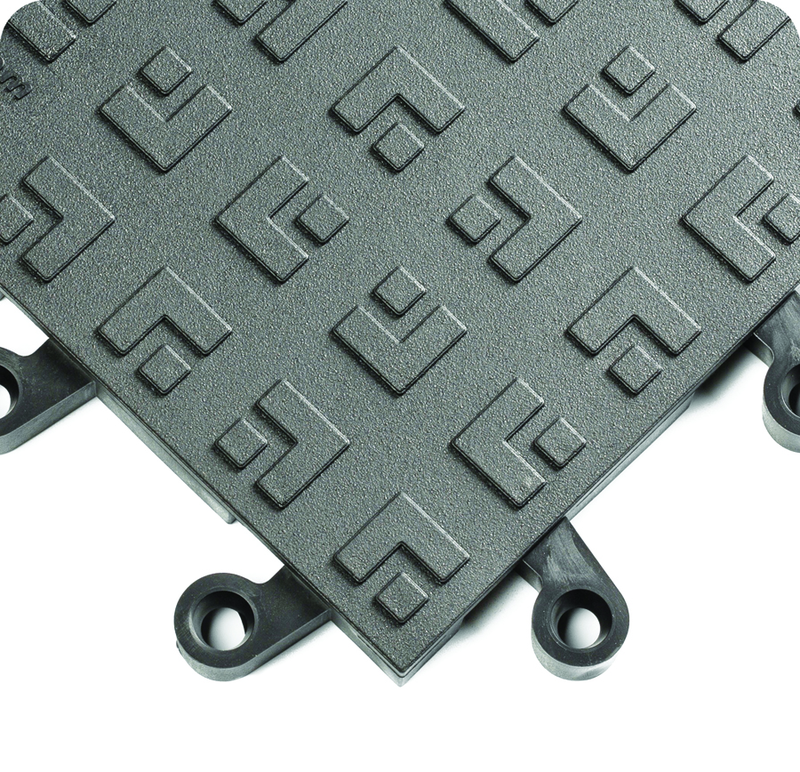 ErgoDeck General Purpose Solid Ergonomic Tiles - 8" x 18" x 7/8" Thick - Charcoal - Industrial Tool & Supply