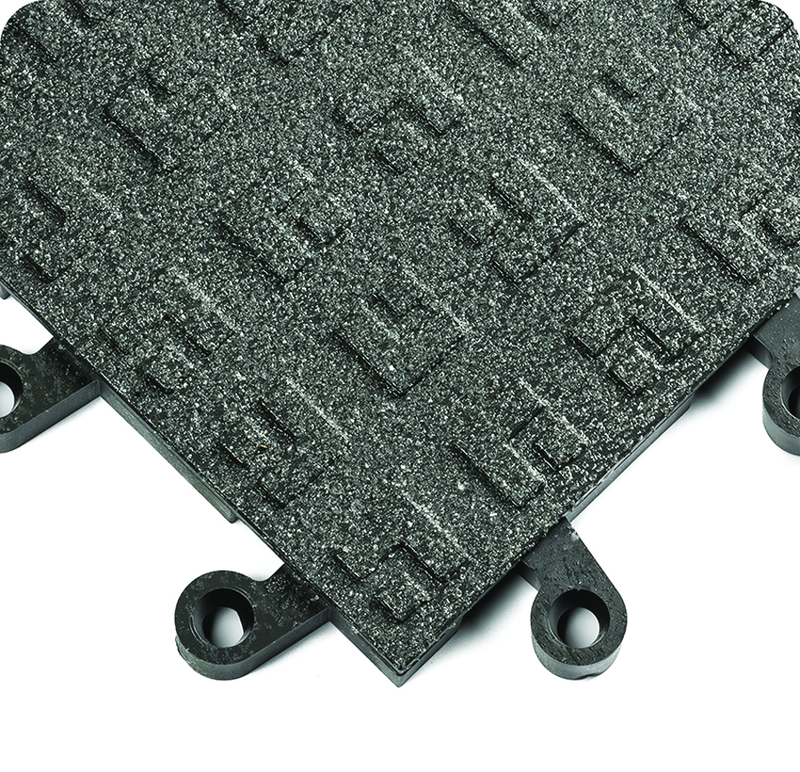 ErgoDeck General Puppose Solid w/ GritShield Egronomic Tiles 18" x 18" x 7/8" Thick (Black) - Industrial Tool & Supply