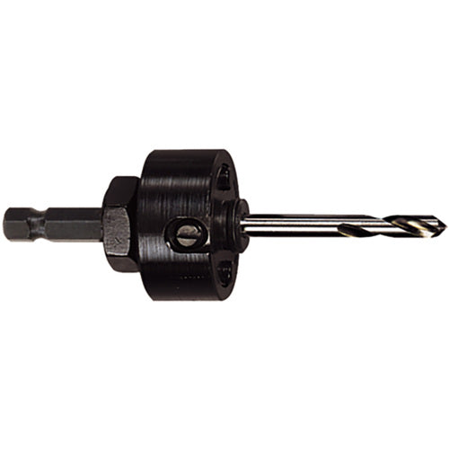 XA17-38 Hole Saw Arbor Carbide Tipped- Locking Hole Saw Arbor- WITH Pilot Drill- FITS Hole Saw DIA. 1-1/2″ - 8-1/4″ (38mm-210mm)- Shank SIZE 11/32″ (8.75mm) Hex - Exact Industrial Supply