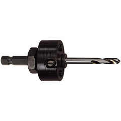 XA17-38 Hole Saw Arbor Carbide Tipped- Locking Hole Saw Arbor- WITH Pilot Drill- FITS Hole Saw DIA. 1-1/2″ - 8-1/4″ (38mm-210mm)- Shank SIZE 11/32″ (8.75mm) Hex - Exact Industrial Supply