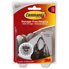 Command Medium Designer Hook 17081BN-3ES Brushed Nickel - Exact Industrial Supply