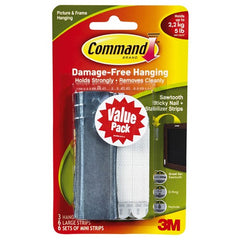 Command Universal Picture Hangers 3 hangers 6 strips 6 stabilizer pairs 17047-3ES - Exact Industrial Supply