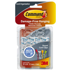 Command Clear Round Cord Clips Value Pack 17017CLR-10ES 10 Clips 12 Strips - Exact Industrial Supply
