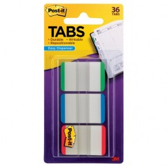 Post-it Durable Tabs 686L-GBRT 1 in. × 1.5 in. Green Blue Red 6 pk/ inner 24 pk/cs - Industrial Tool & Supply