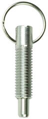 Hand Retractable Spring Plunger with Pull Ring - 1.25 lbs Initial End Force, 5 lbs Final End Force (5/8-11 Thread) - Industrial Tool & Supply
