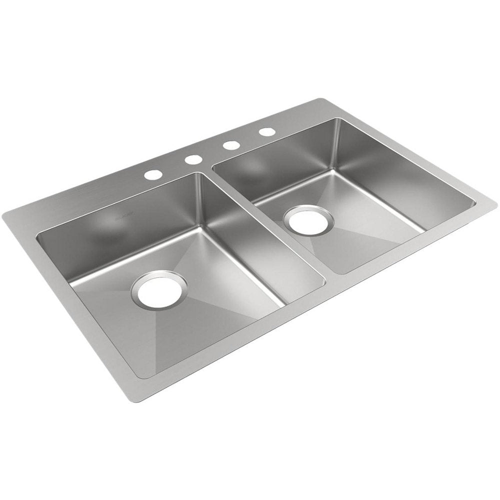 Sinks; Type: Dropin, Undermount; Mounting Location: Countertop; Number Of Bowls: 2; Material: Stainless Steel; Faucet Included: No; Faucet Type: No Faucet; Valve Design: No Valve