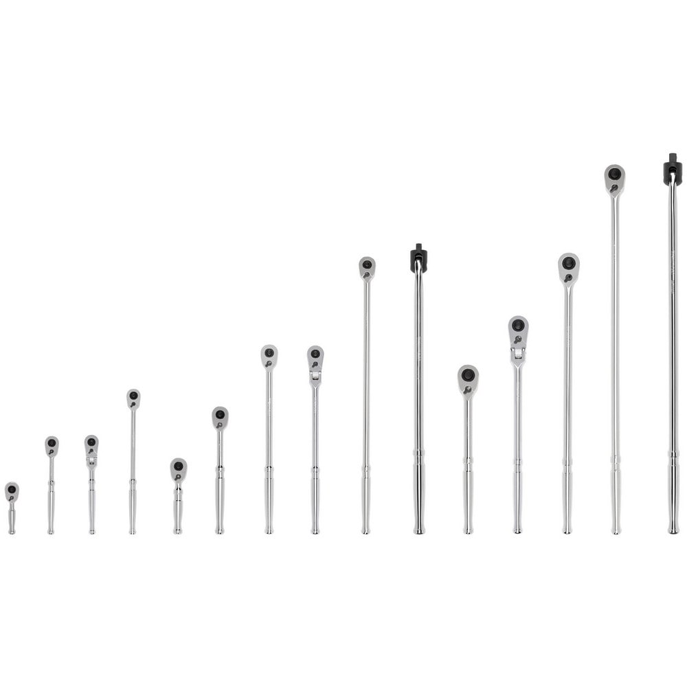 Ratchet Sets; Drive Size: 1/4 in, 1/2 in, 3/8 in; Overall Length (Inch): 12, 10-1/2, 24, 3, 6, 18, 8, 9, 4-1/2; Head Shape: Pear; Head Style: Reversible, Fixed; Material: Steel; Handle Type: L-Handle; Finish: Full-Polished