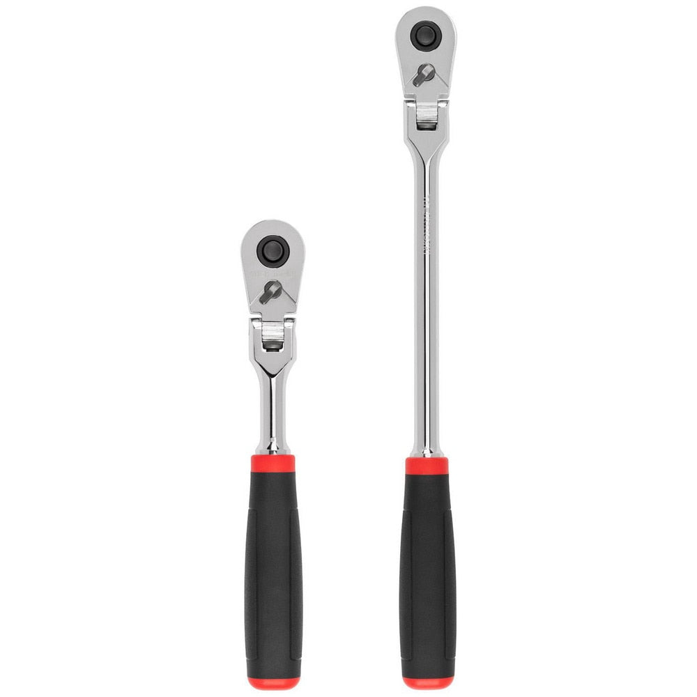 Ratchet Sets; Drive Size: 3/8 in; Overall Length (Inch): 12, 8; Head Shape: Pear; Head Features: Compact; Head Style: Flexible; Material: Steel; Handle Type: Compact; Finish: Full-Polished