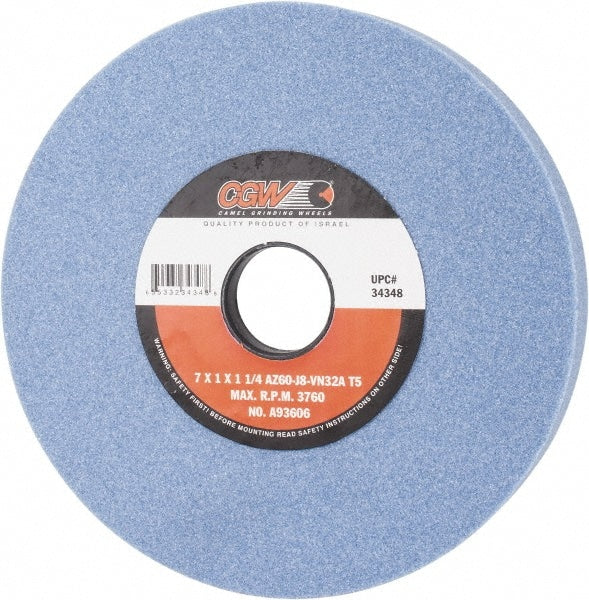 Surface Grinding Wheel: 7" Dia, 1" Thick, 1-1/4" Arbor, 60 Grit