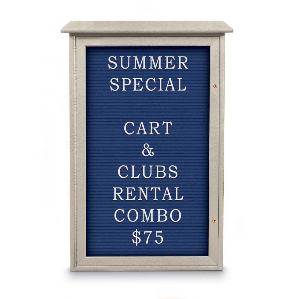 Enclosed Letter Board: 42" Wide, 26" High, Laminate, Blue