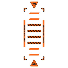 Adhesive Backed Floor Signs; Message Type: Traffic Control; Message/Graphic: Message & Graphic; Message or Graphic: Message & Graphic; Legend: WARNING FORKLIFT TRAFFIC; Material: Vinyl; Legend Color: Black; Color: Black, Orange; Shape: Rectangle