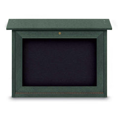 Enclosed Recycled Rubber Bulletin Board: 24" Wide, 18" High, Rubber, Black
